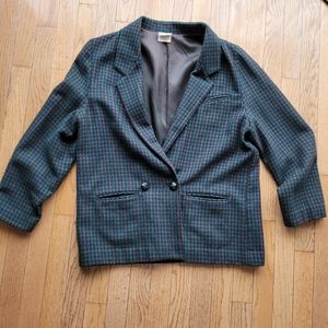 Koret Wool Blend Plaid Blazer Coat Jacket Vintage